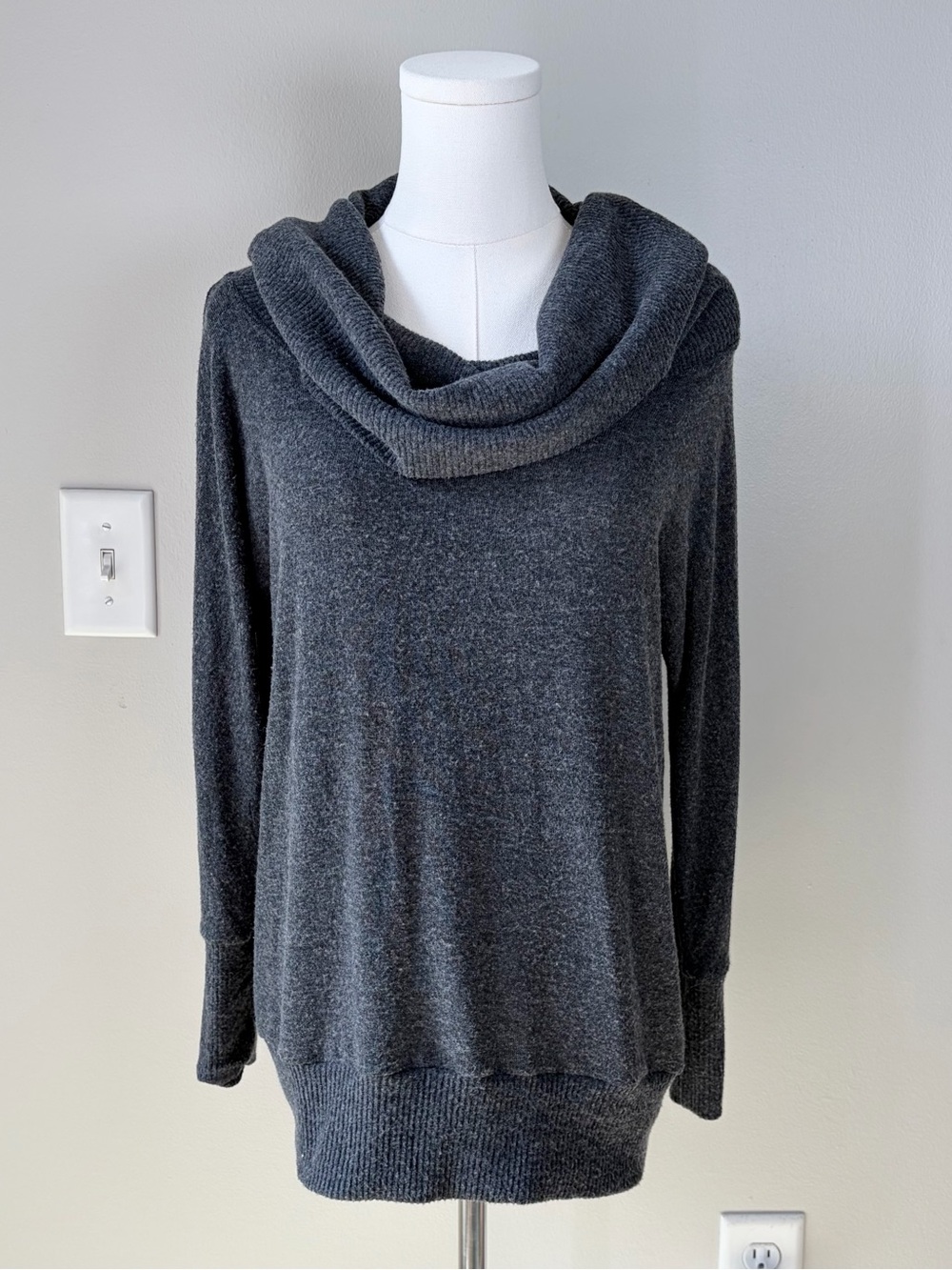 Evereve + Michael Stars Charcoal Gray Oversized Slouchy Chunky Cowl Neck Sweater